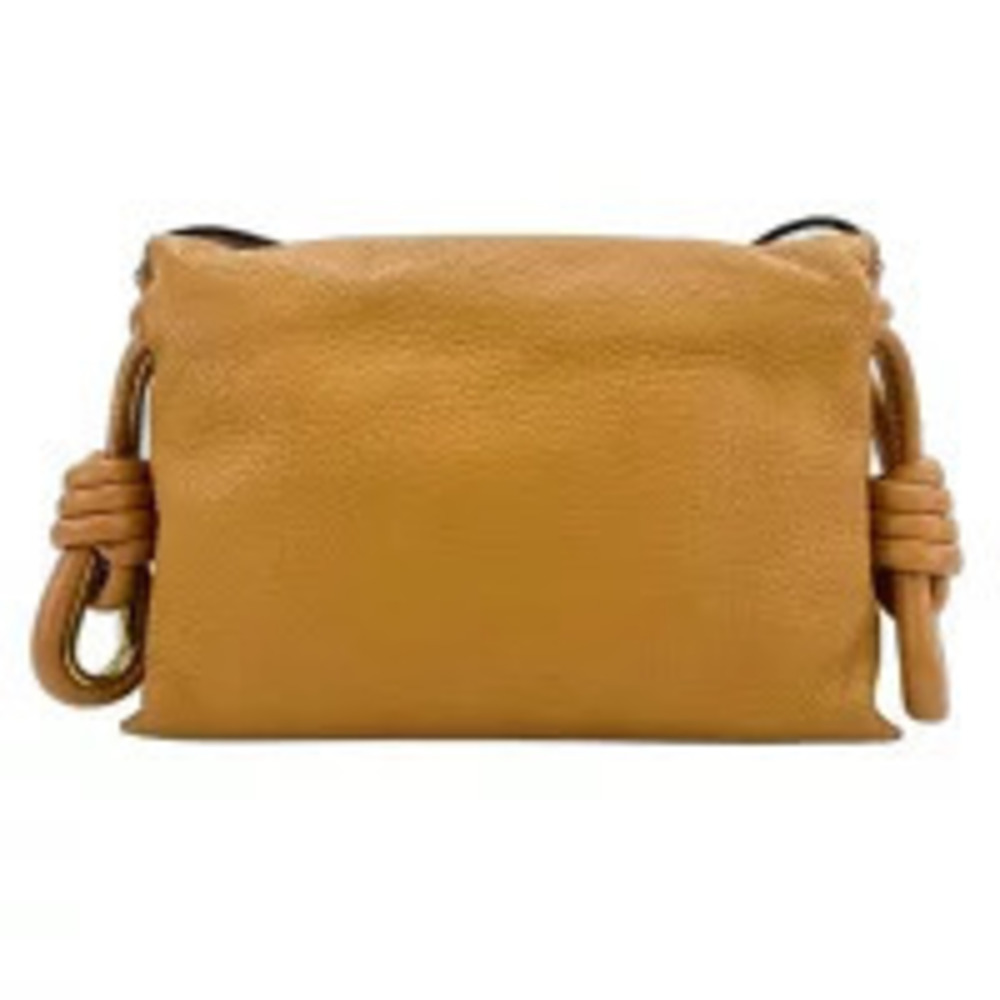 Loewe Flamenco Clutch tan brown leather side knot